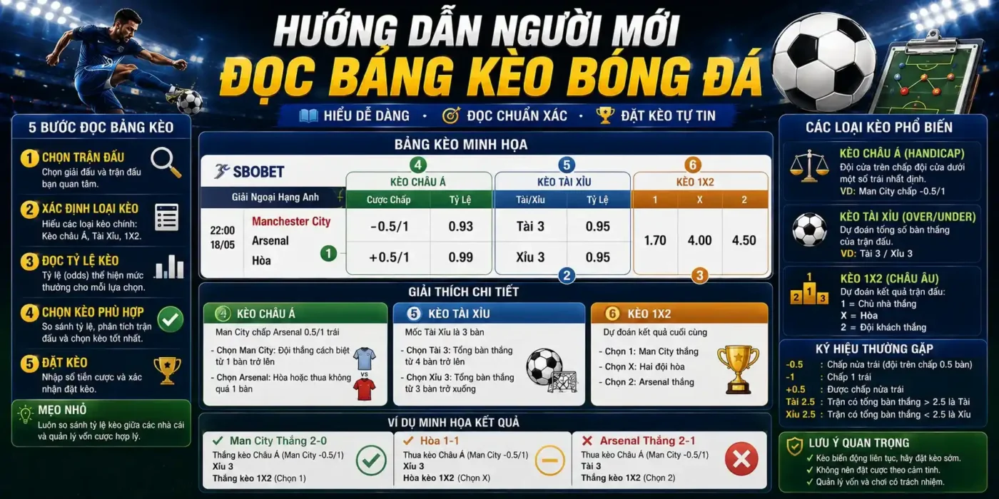 Hướng dẫn người mới đọc bảng kèo bóng đá